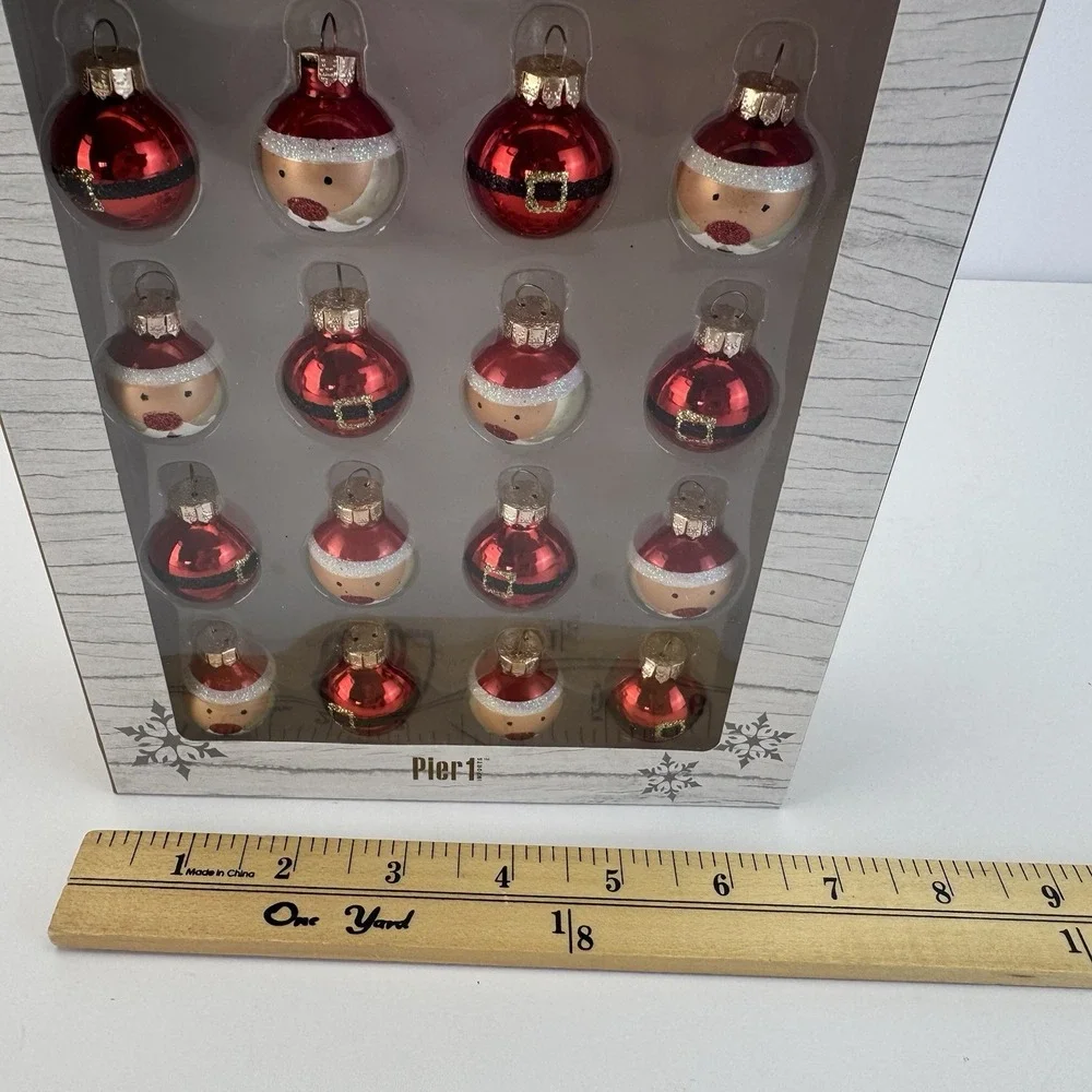 Pier 1 Imports 20 Glass Christmas Ornaments Santa Mini Size NEW